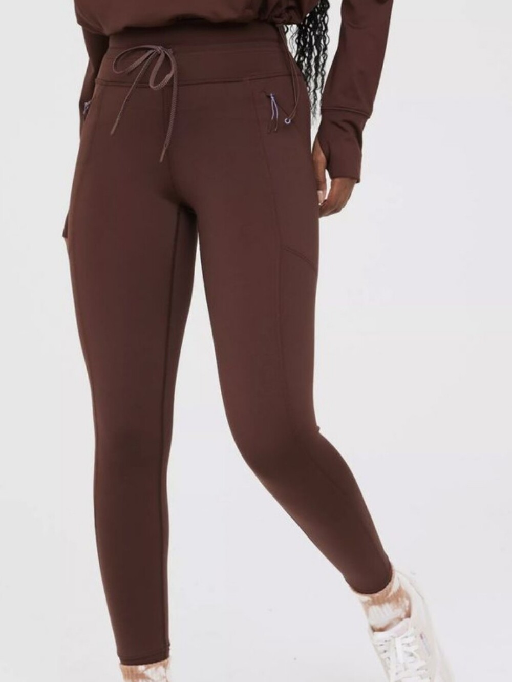 aerie - Warmup Fleece Lined Leggings Deep Earth - M